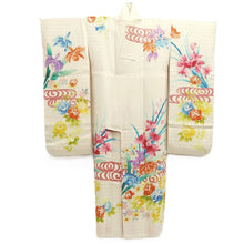Load image into Gallery viewer, Furisode White Peony Iris Silk #10556B4