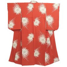 Load image into Gallery viewer, Kimono Vintage(1950-1980) Vermillion Chrysanthemum Silk #10780D4
