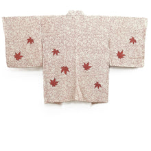 Load image into Gallery viewer, Haori Jacket Vintage(1950-1980) White Light Red Maple Leaf Silk #10616C3