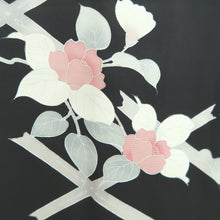 Load image into Gallery viewer, Haori Jacket Black Floral pattern Silk #11077A4