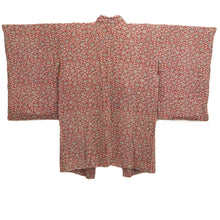 Load image into Gallery viewer, Haori Jacket Vintage(1920-1950) Red Chirimen Floral pattern Silk #11045A3