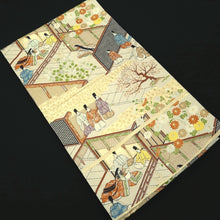 Load image into Gallery viewer, Fukuro Obi Beige Gold Heian Period Aristocrats Heian Princess Silk BB314V8