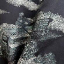 Load image into Gallery viewer, Haori Jacket Vintage(1950-1980) Black Silver Landscape Silk #9757A3