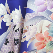 Load image into Gallery viewer, Furisode Blue Flower Tall Silk #10336F2
