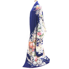 Load image into Gallery viewer, Furisode Blue Crane Birds Plum blossom Silk #10337F2