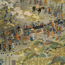 Load image into Gallery viewer, Fukuro Obi Gold Black Daimyogyoretsu Samurai Sakura Silk BB276V6
