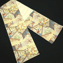 Load image into Gallery viewer, Fukuro Obi Beige Gold Heian Period Aristocrats Heian Princess Silk BB314V8