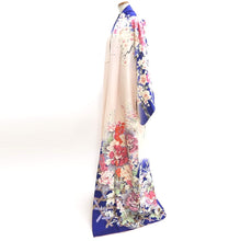 Load image into Gallery viewer, Kimono Blue Pale Pink Sakura Branch Hand painted Silk #9660J2
