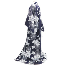 Load image into Gallery viewer, Yukata Vintage(1950-1980) Navy Bangasa Umbrella Cotton #10350F3