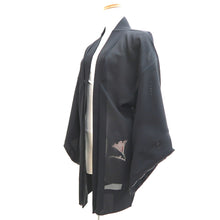 Load image into Gallery viewer, Haori Jacket Black Red Sheer Maple Leaf Silk #10908E5