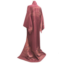 Load image into Gallery viewer, Kimono Wine red Ryusui Flower Silk #10536B3
