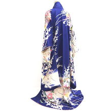 Load image into Gallery viewer, Furisode Blue Crane Birds Plum blossom Silk #10337F2