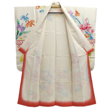 Load image into Gallery viewer, Furisode White Peony Iris Silk #10556B4