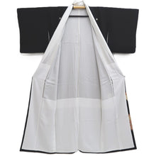 Load image into Gallery viewer, Tomesode Black Gold Crane Birds Pine Tree Tall Silk #10395F5