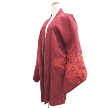 Load image into Gallery viewer, Haori Jacket Wine red Peony Silk #10798D5