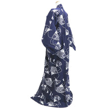 Load image into Gallery viewer, Yukata Navy White See-Through Cotton #10761D3
