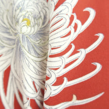 Load image into Gallery viewer, Kimono Vintage(1950-1980) Vermillion Chrysanthemum Silk #10780D4