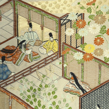 Load image into Gallery viewer, Fukuro Obi Beige Gold Heian Period Aristocrats Heian Princess Silk BB314V8