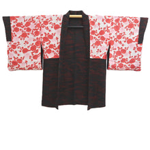 Load image into Gallery viewer, Haori Jacket Vintage(1950-1980) Black Red Wave Silk #11067A4