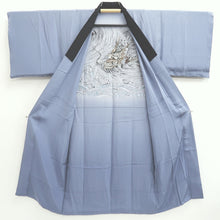Load image into Gallery viewer, Men's Juban Grayish Blue Dragon Wave Silk #10298E5