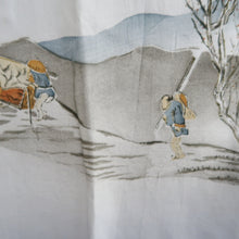 Load image into Gallery viewer, Men's Juban Blueish Gray Landscape Mt. Fuji Tokaido Silk #10451A4