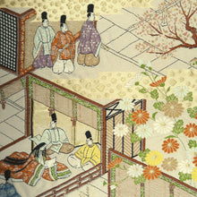 Load image into Gallery viewer, Fukuro Obi Beige Gold Heian Period Aristocrats Heian Princess Silk BB314V8