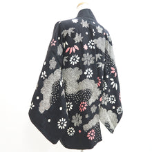 Load image into Gallery viewer, Haori Jacket Vintage(1950-1980) Black Shibori Botanical Silk #10936F1