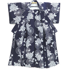 Load image into Gallery viewer, Yukata Vintage(1950-1980) Navy Bangasa Umbrella Cotton #10350F3