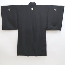 Load image into Gallery viewer, Men's Haori Vintage(1950-1980) Black Montsuki Temple Landscape Silk #9821B1