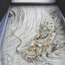 Load image into Gallery viewer, Men's Juban Grayish Blue Dragon Wave Silk #10298E5