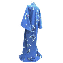 Load image into Gallery viewer, Yukata Vintage(1950-1980) Blue Butterfly Cotton #10488B1