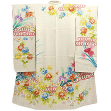 Load image into Gallery viewer, Furisode White Peony Iris Silk #10556B4