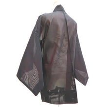 Load image into Gallery viewer, Haori Jacket Vintage(1950-1980) Black Red Sheer Floral pattern Silk #10978F3