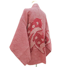 Load image into Gallery viewer, Haori Jacket Red Full Shibori Peony Silk #10707D2