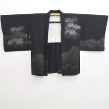 Load image into Gallery viewer, Haori Jacket Vintage(1950-1980) Black Silver Chrysanthemum Silk #9773A4