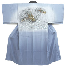 Load image into Gallery viewer, Men's Juban Grayish Blue Dragon Wave Silk #10298E5