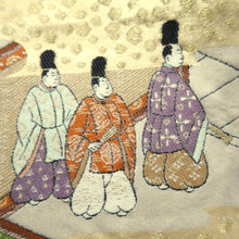 Load image into Gallery viewer, Fukuro Obi Beige Gold Heian Period Aristocrats Heian Princess Silk BB314V8
