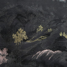 Load image into Gallery viewer, Haori Jacket Vintage(1950-1980) Black Gold Mountain Tree Landscape Silk #10009C3