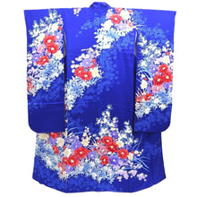 Load image into Gallery viewer, Furisode Blue Flower Silk #10546B3