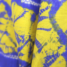 Load image into Gallery viewer, Haori Jacket Vintage(1920-1950) Blue Yellow Shibori Floral pattern Silk #11005F5
