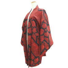 Load image into Gallery viewer, Haori Jacket Vintage(1920-1950) Red Black Shibori Yabane Floral pattern Silk #11037A2