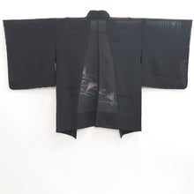 Load image into Gallery viewer, Haori Jacket Black Red Sheer Maple Leaf Silk #10908E5