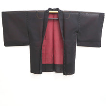 Load image into Gallery viewer, Haori Jacket Vintage(1950-1980) Black Red Sheer Floral pattern Silk #10978F3