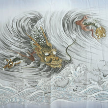 Load image into Gallery viewer, Men's Juban Grayish Blue Dragon Wave Silk #10298E5