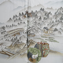 Load image into Gallery viewer, Men's Haori Blue Black Landscape Wide Silk #10440A3