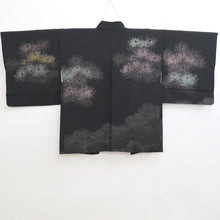 Load image into Gallery viewer, Haori Jacket Vintage(1950-1980) Black Silver Chrysanthemum Silk #9773A4