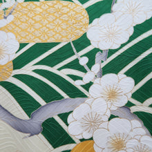 Load image into Gallery viewer, Furisode Vintage(1950-1980) Pale Yellow Butterfly Plum blossom Peony Silk #10565B4