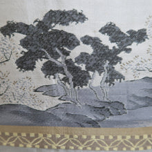 Load image into Gallery viewer, Men's Haori Vintage(1950-1980) Black Montsuki Kanji Landscape Silk #10414A2