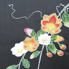 Load image into Gallery viewer, Haori Jacket Vintage(1950-1980) Grayish Black Flower Branch Silk #9732A2