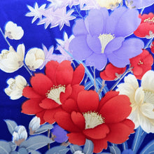 Load image into Gallery viewer, Furisode Blue Flower Silk #10546B3